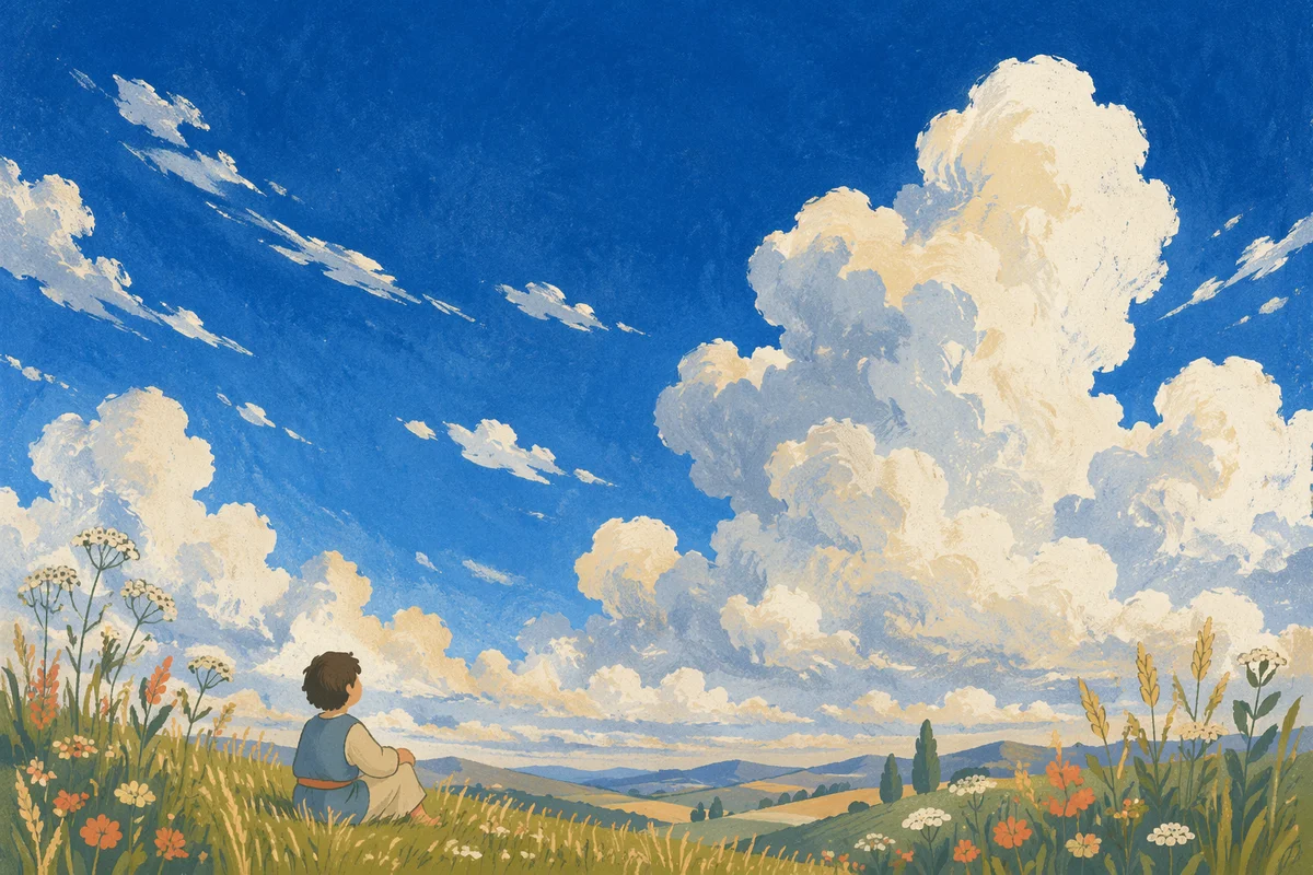 Dramatic Blue Sky with Towering Clouds