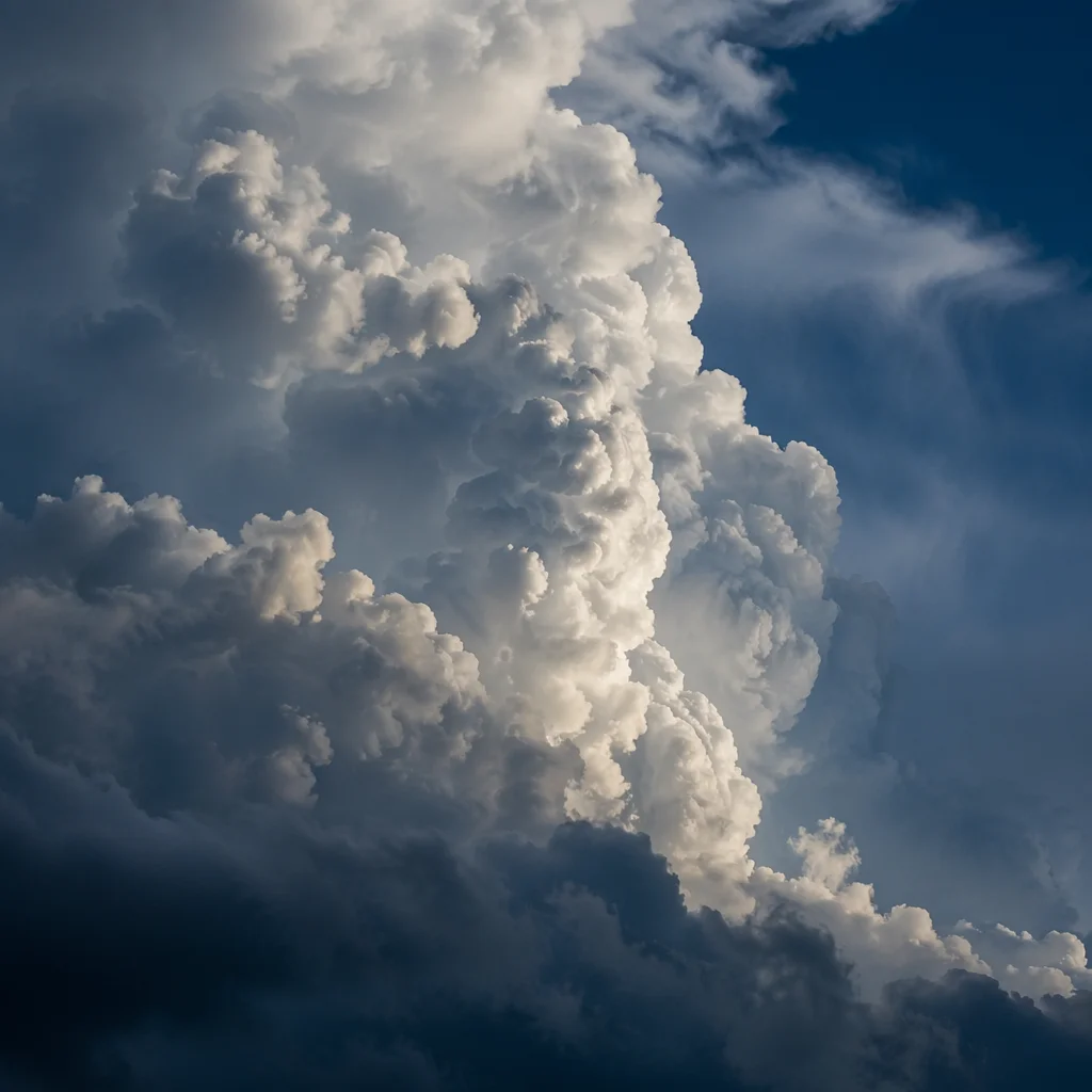 Dramatic Blue Sky with Towering Storm Clouds