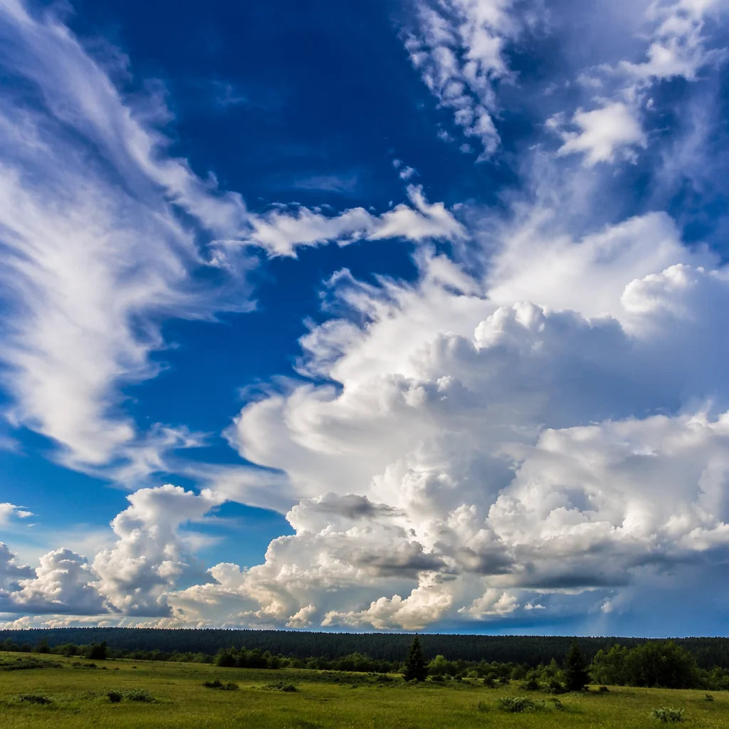 Dramatic Blue Sky with Towering Clouds