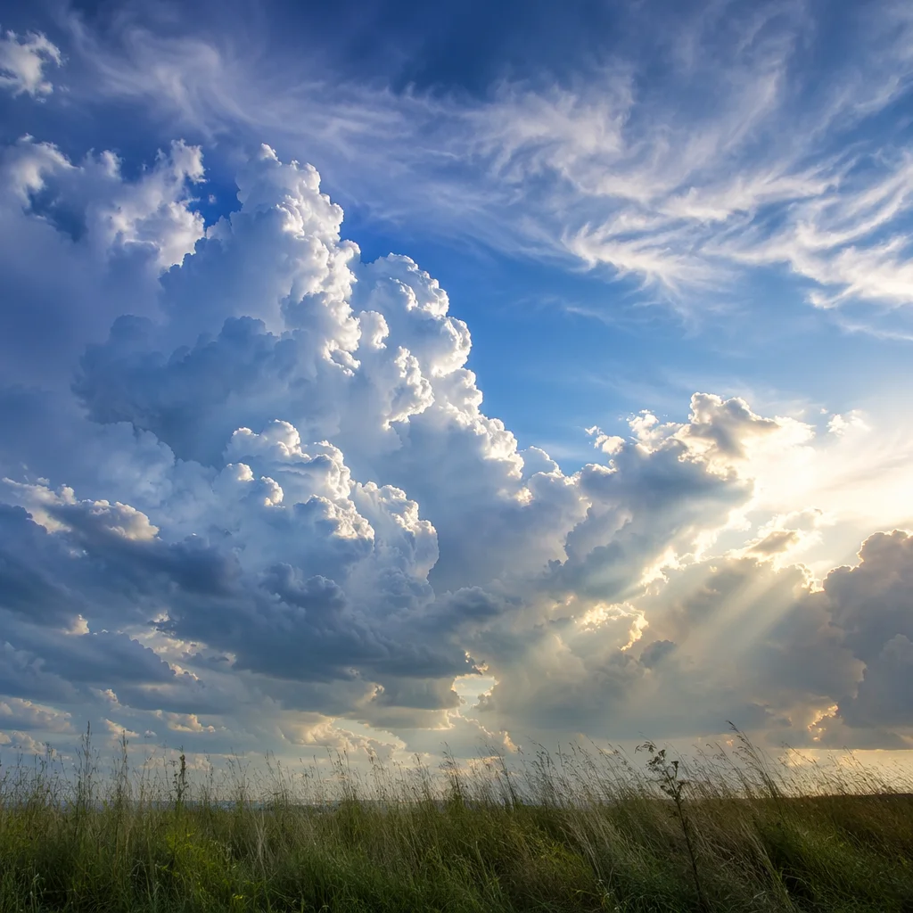 Dramatic Blue Sky Over Peaceful Meadow