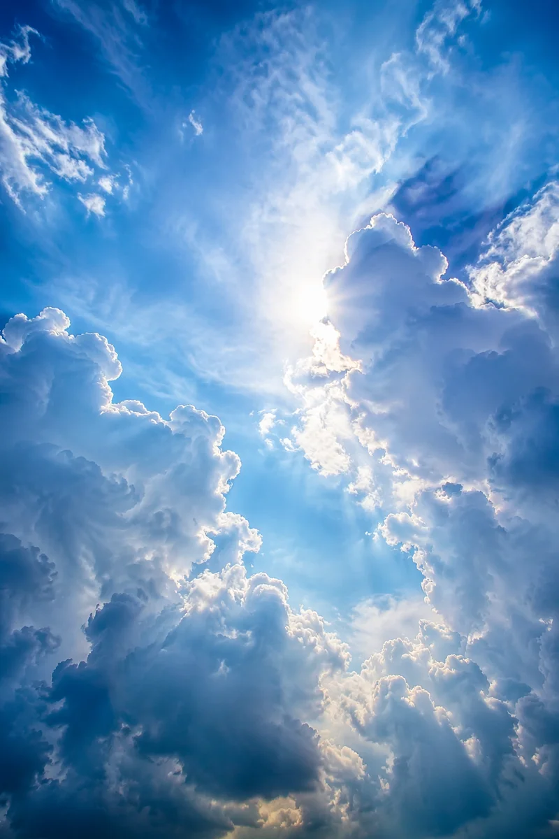 Dramatic Blue Sky with Radiant Clouds