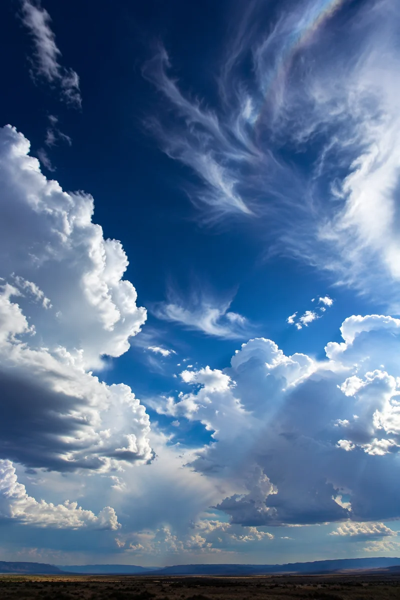 Dramatic Blue Sky with Towering Clouds