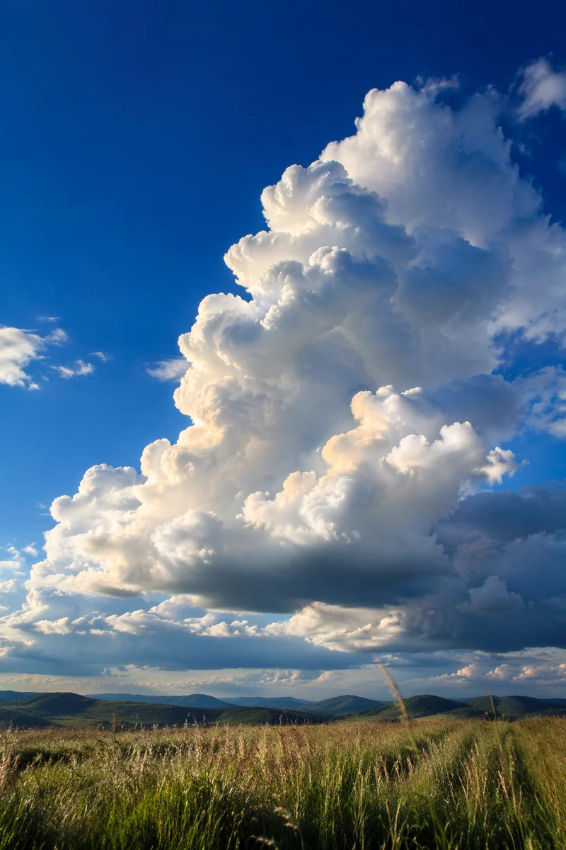 Dramatic Blue Sky With Towering Clouds