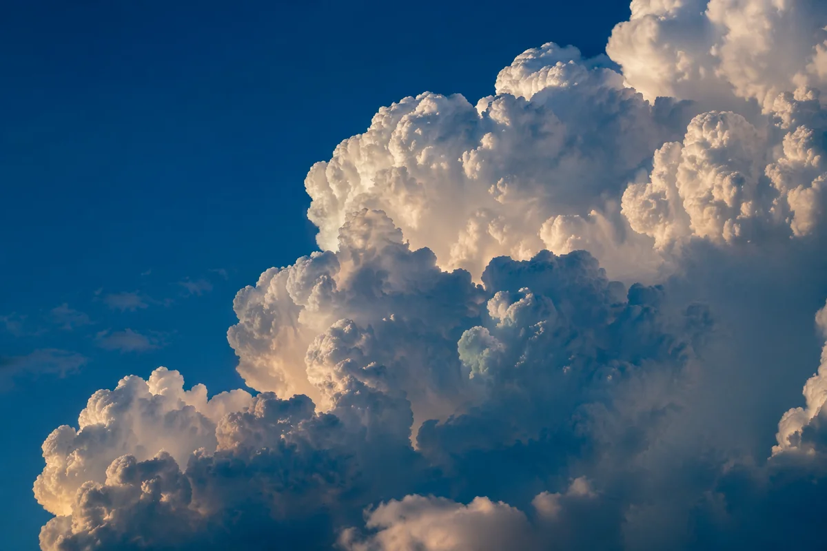 Dramatic Cumulus Clouds in Deep Blue Sky