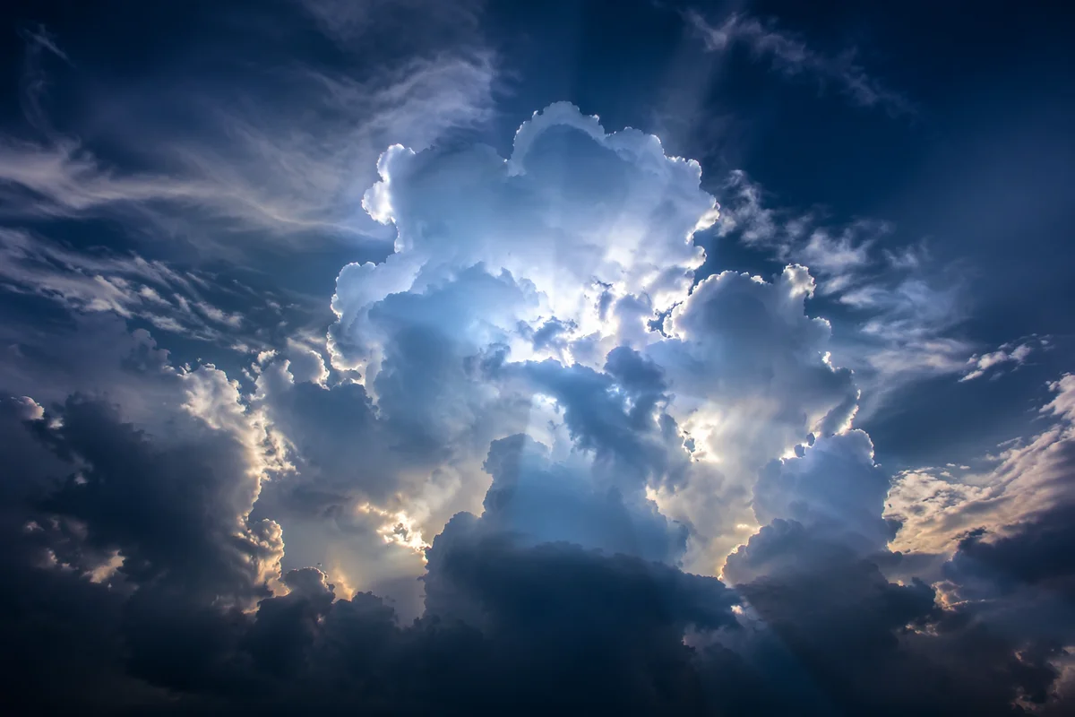 Dramatic Blue White Clouds in Deep Sky