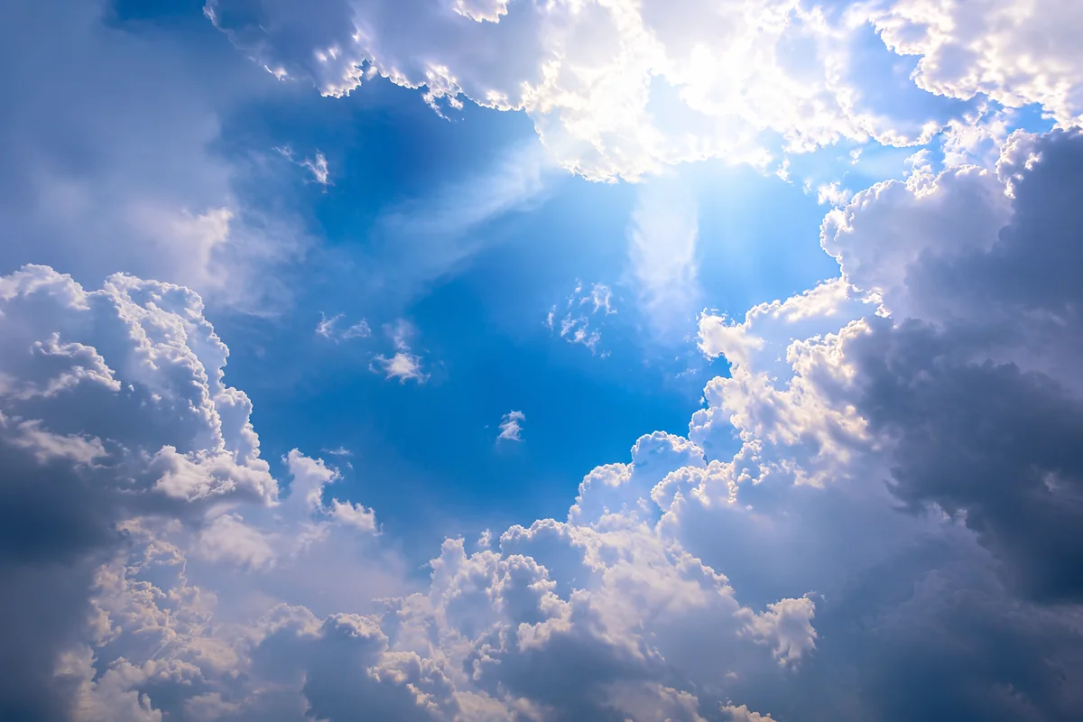 Dramatic Blue Sky with Radiant Clouds