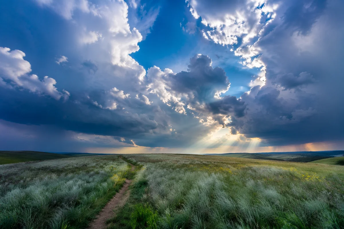 Dramatic Spring Sky Over Quiet Meadow