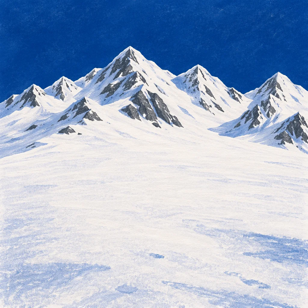 Silent Snowy Alpine Peaks Under Cobalt Sky
