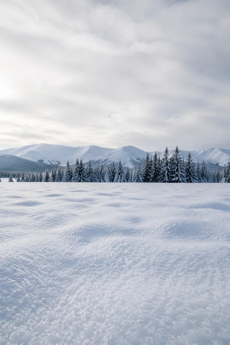 Quiet Snow Meadow and Frosted Pines