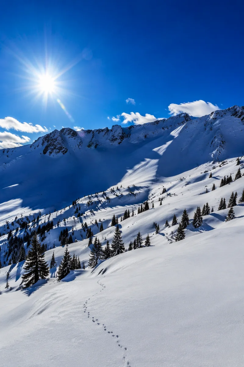 Reverent Alpine Snowfields Under Sapphire Sky