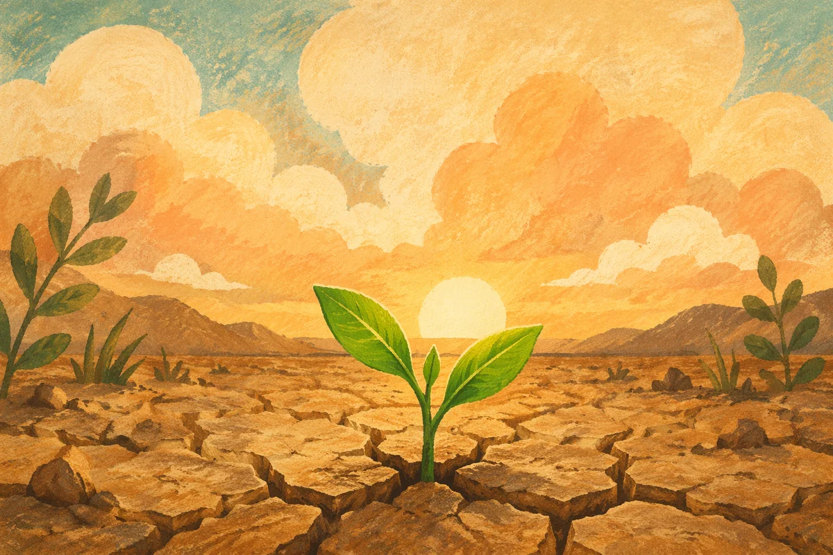 Fresh Green Seedling in Sunrise Soil