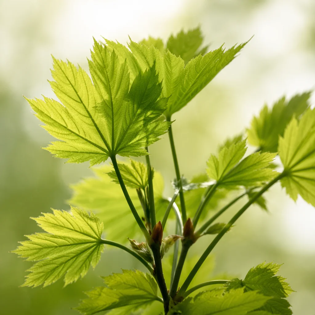 Fresh Spring Leaves in Morning Light