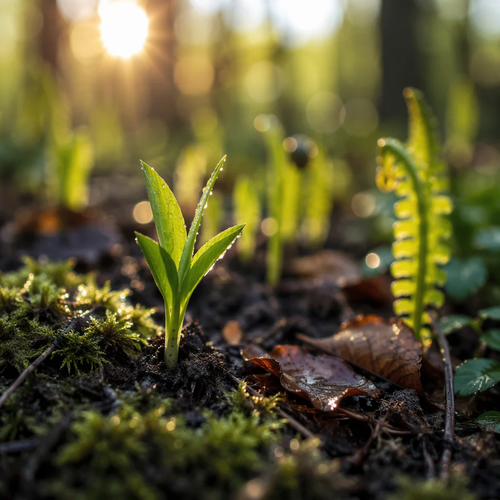 Tender Spring Shoots in Morning Dew