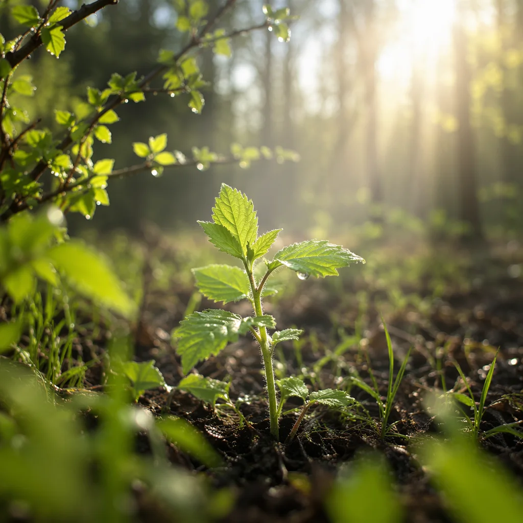 Fresh Spring Growth in Woodland Morning Light