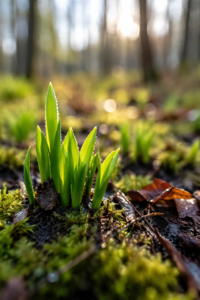 Tender Spring Shoots in Morning Dew