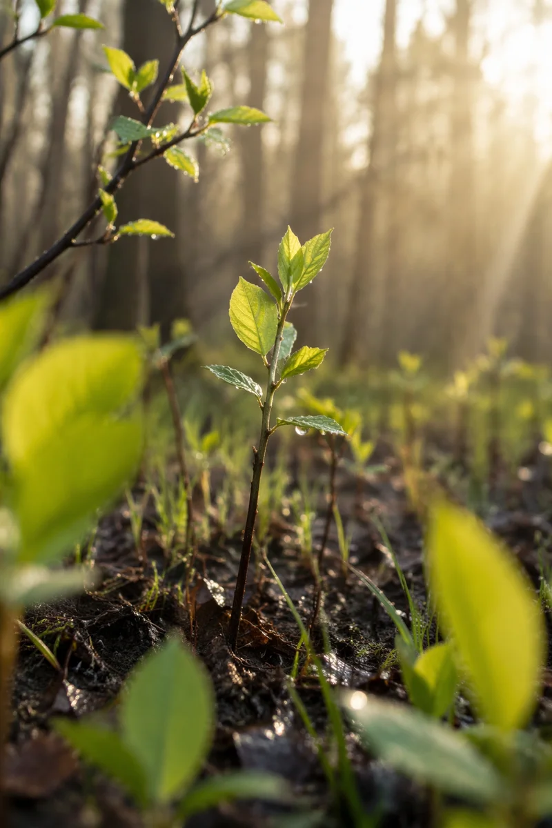 Fresh Spring Growth in Morning Woodland