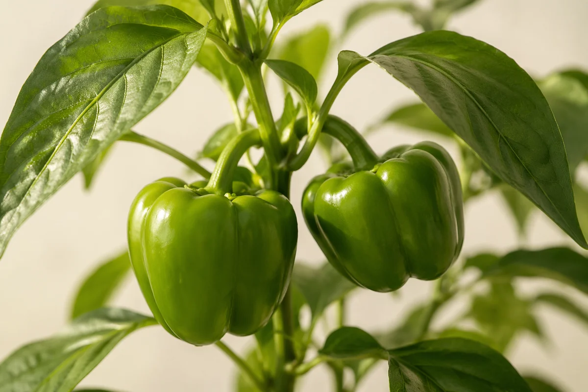 Fresh Green Bell Peppers in Spring Light