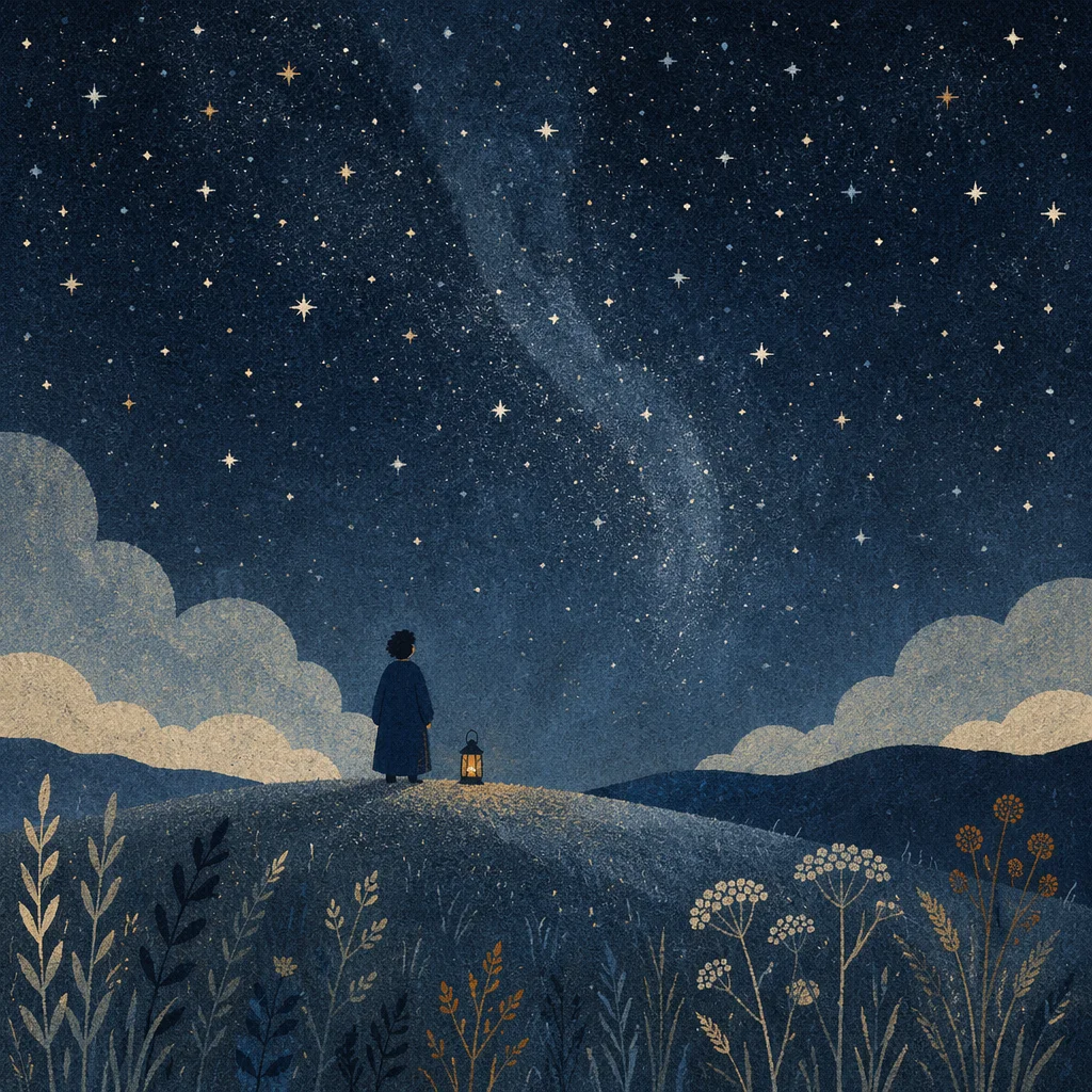 Starry Meadow Under Reverent Night Sky