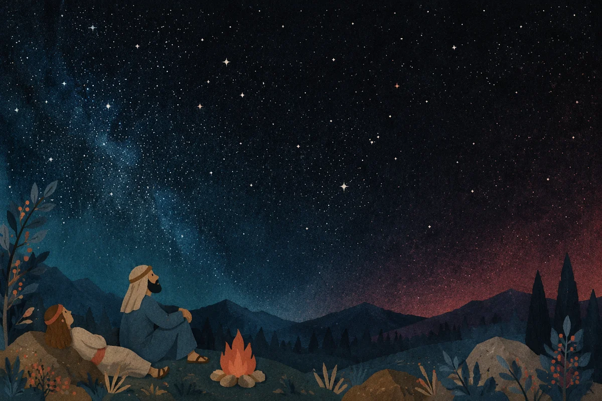 Serene Starry Night Over Mountain Silhouette