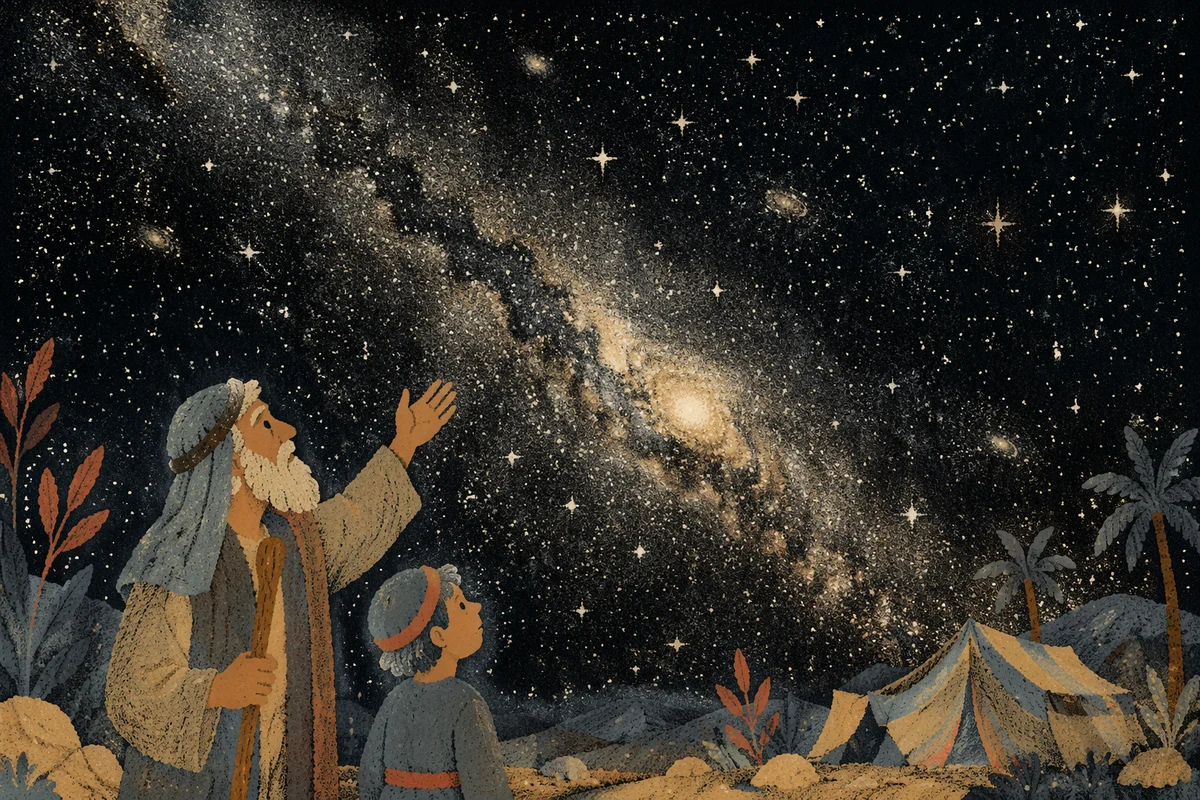 Vintage Starry Night with Luminous Galaxy