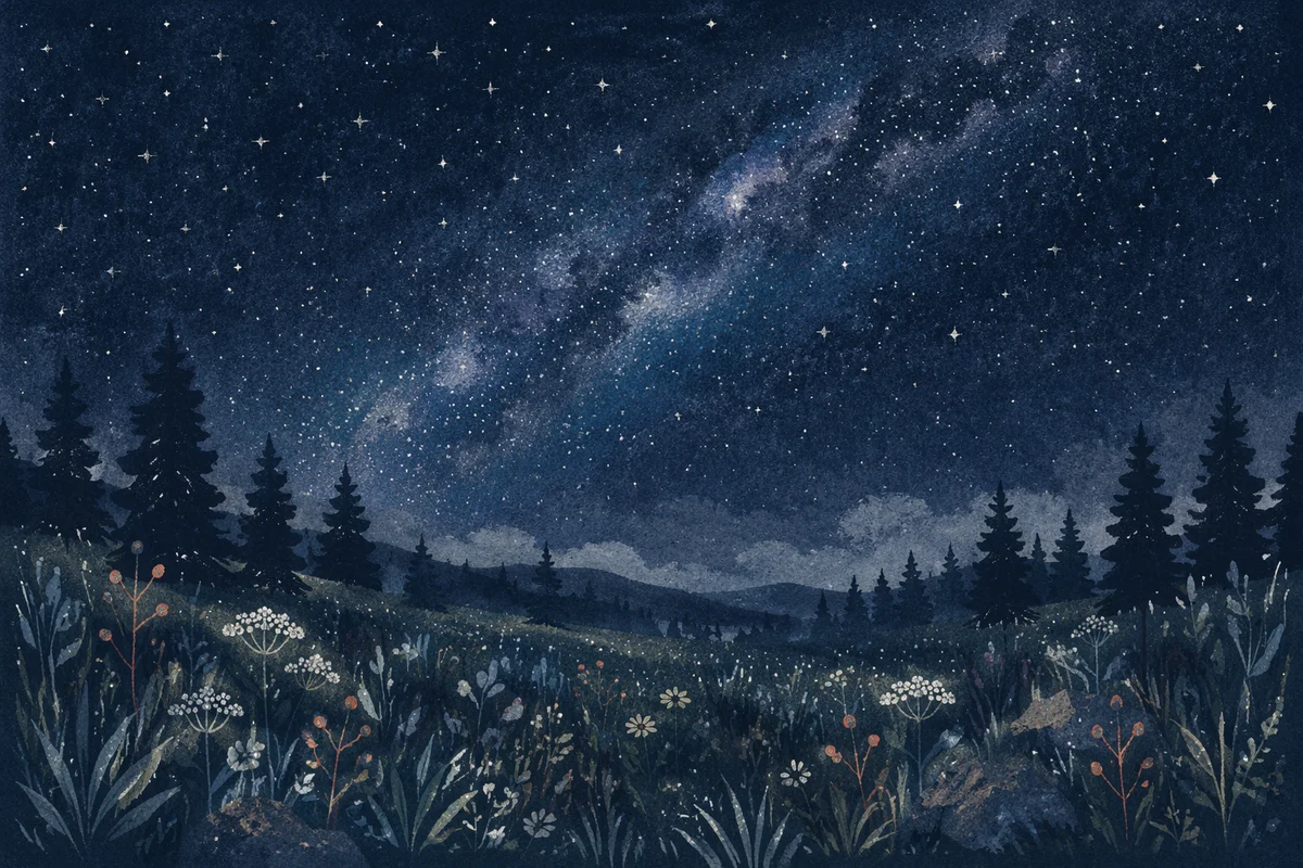 Starry Night Over Quiet Alpine Meadow