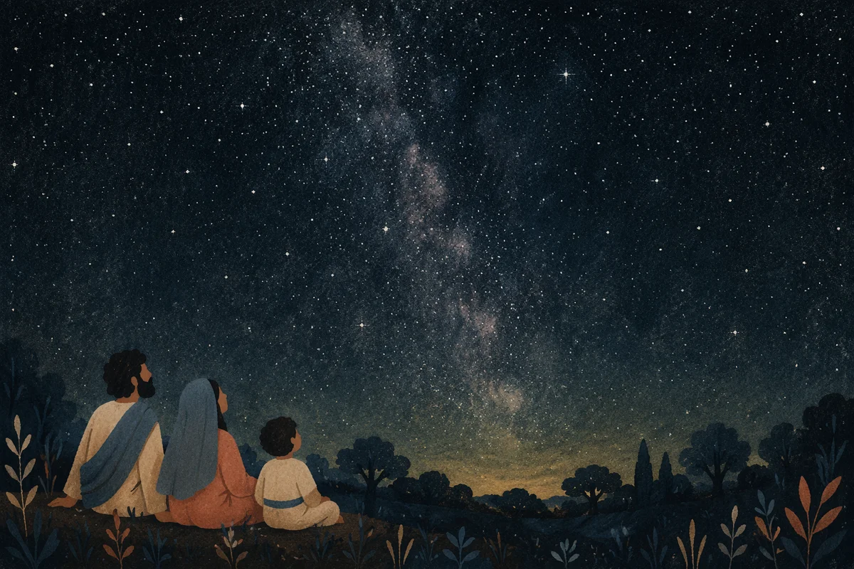 Starry Night Sky Over Quiet Forest