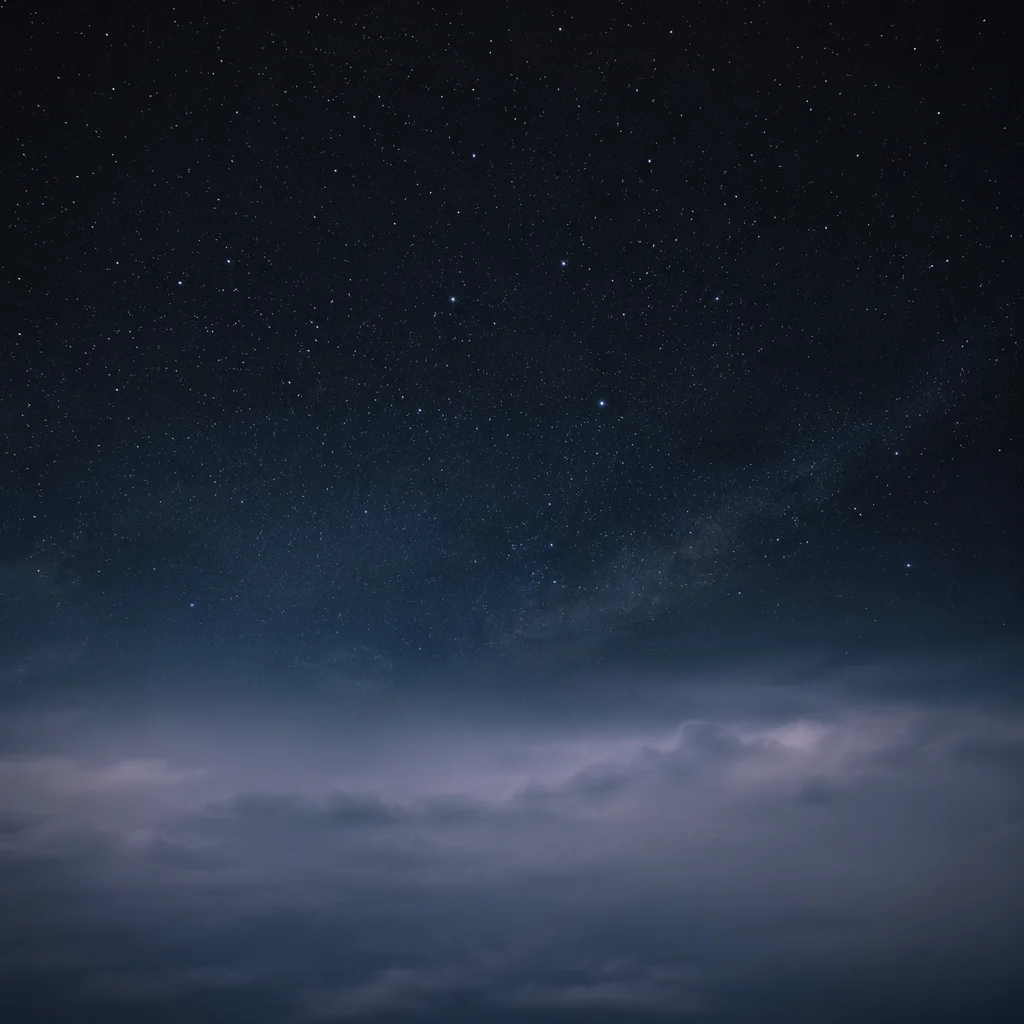Serene Starry Night Sky Above Mist