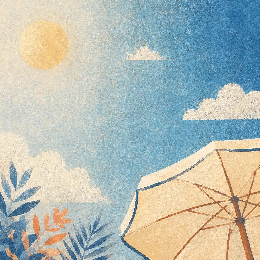 Sunny Blue Sky with Beach Umbrella