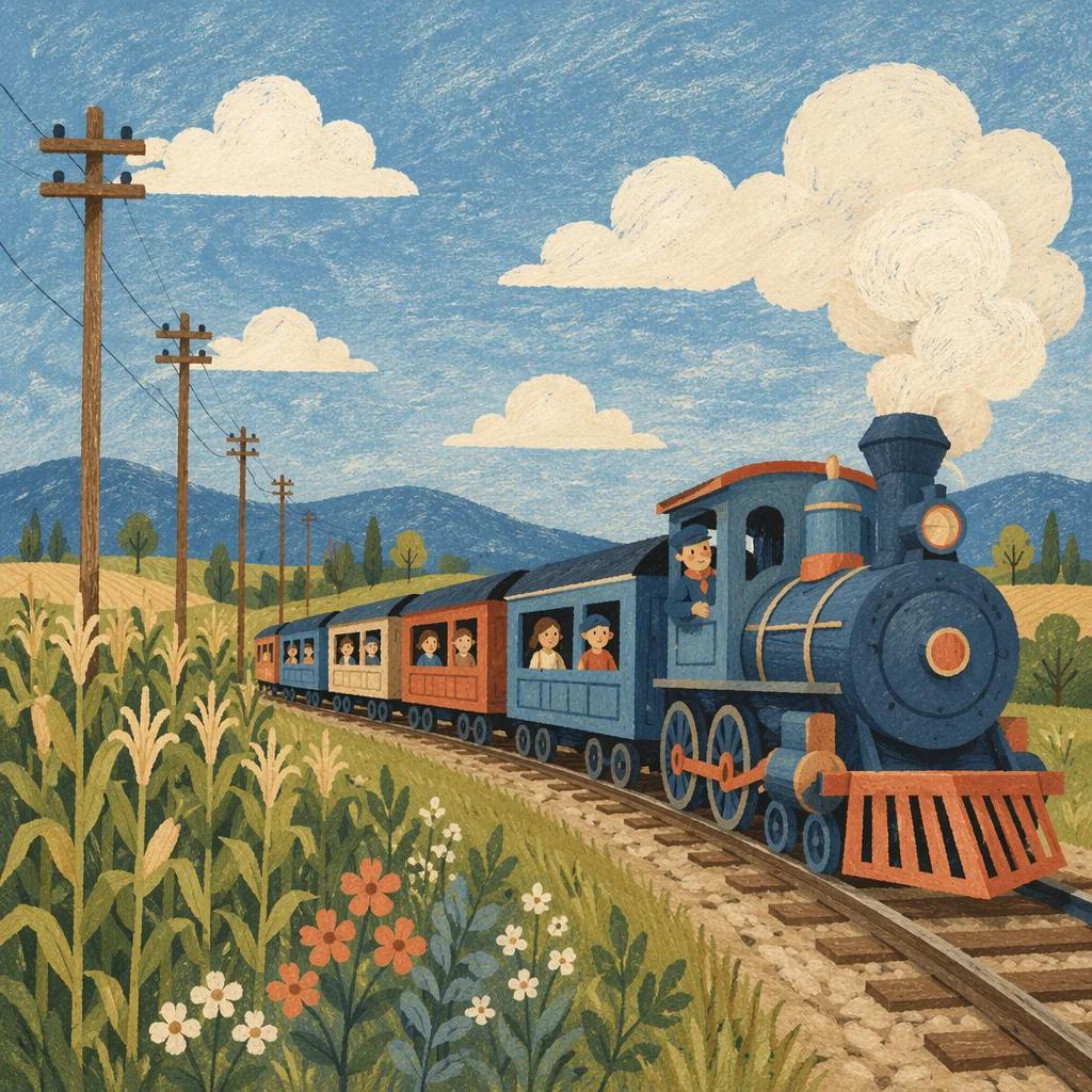 Summer Train Through Sunny Countryside
