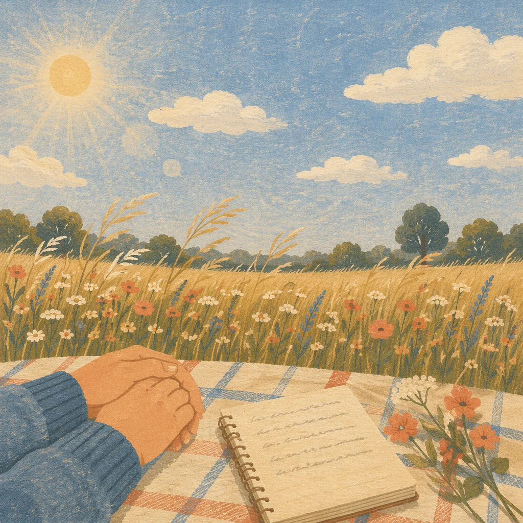 Peaceful Summer Meadow Under Blue Sky
