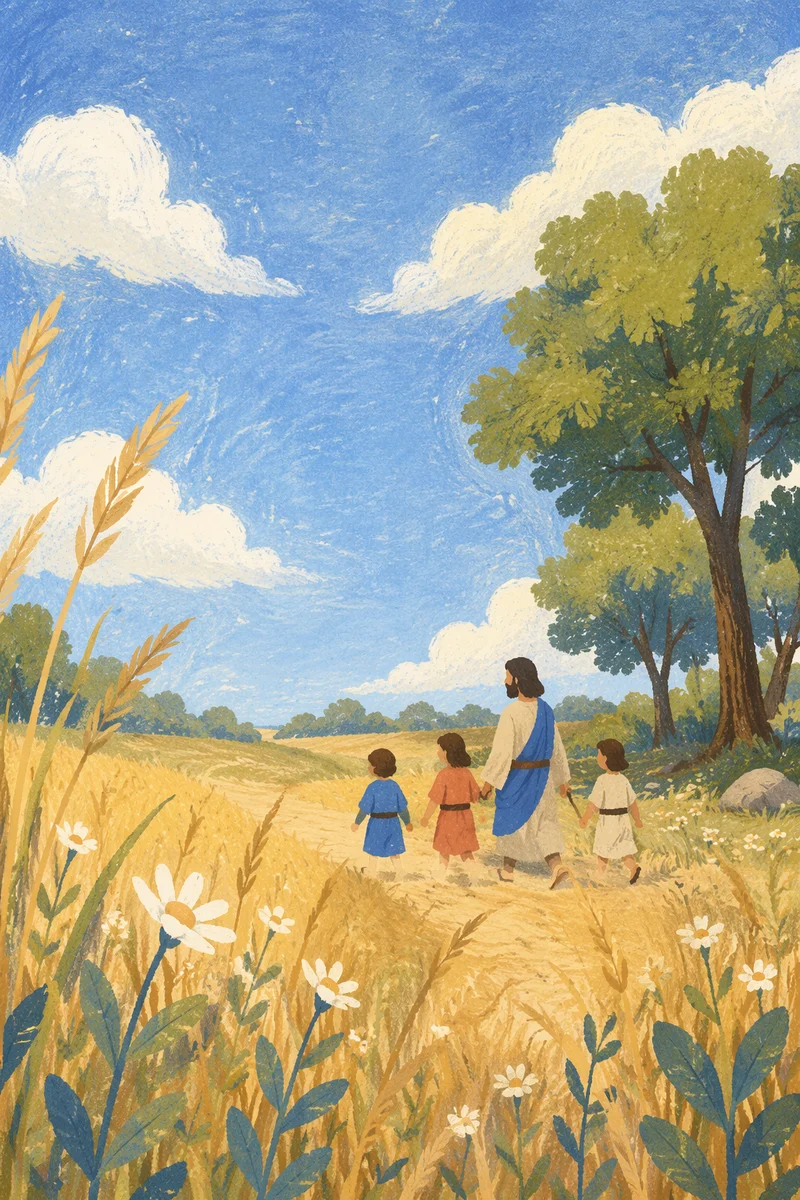 Sunlit Summer Meadow Under Clear Blue Sky