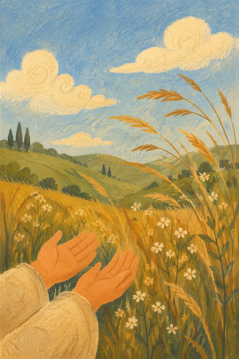 Peaceful Summer Meadow Under Blue Sky