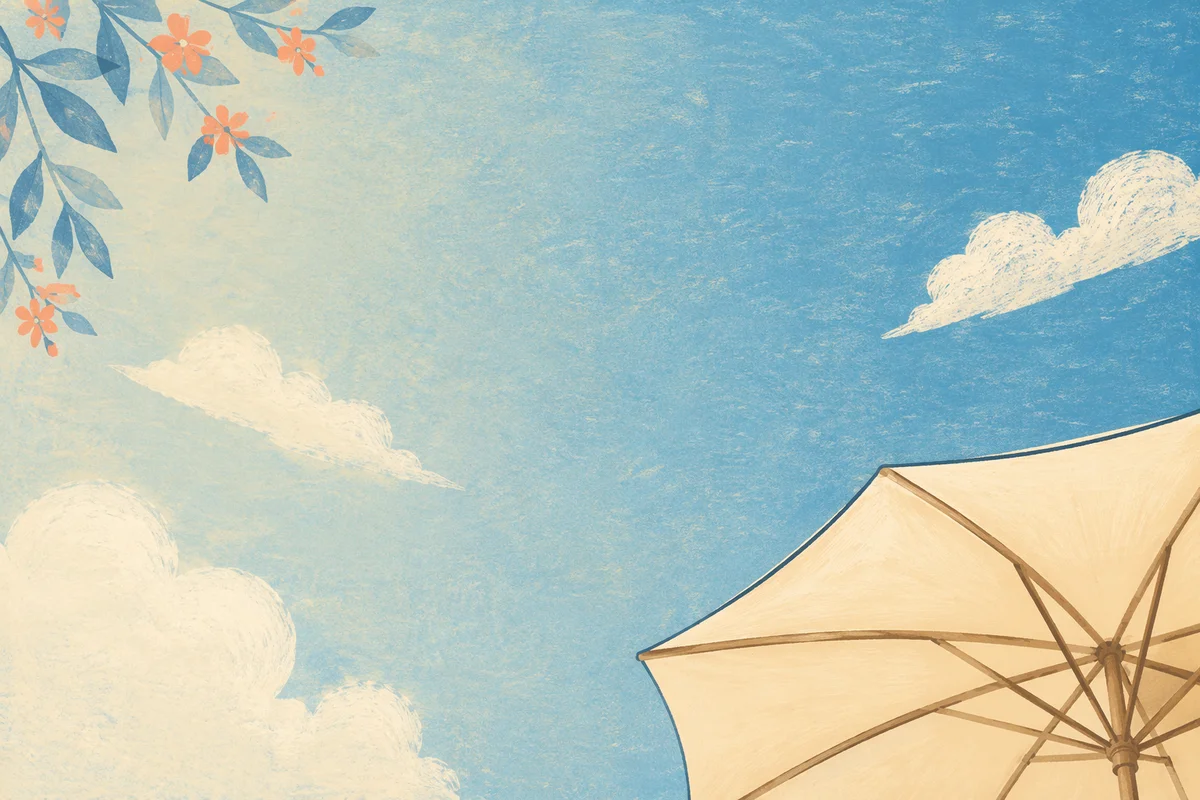 Sunny Blue Sky with Beach Umbrella