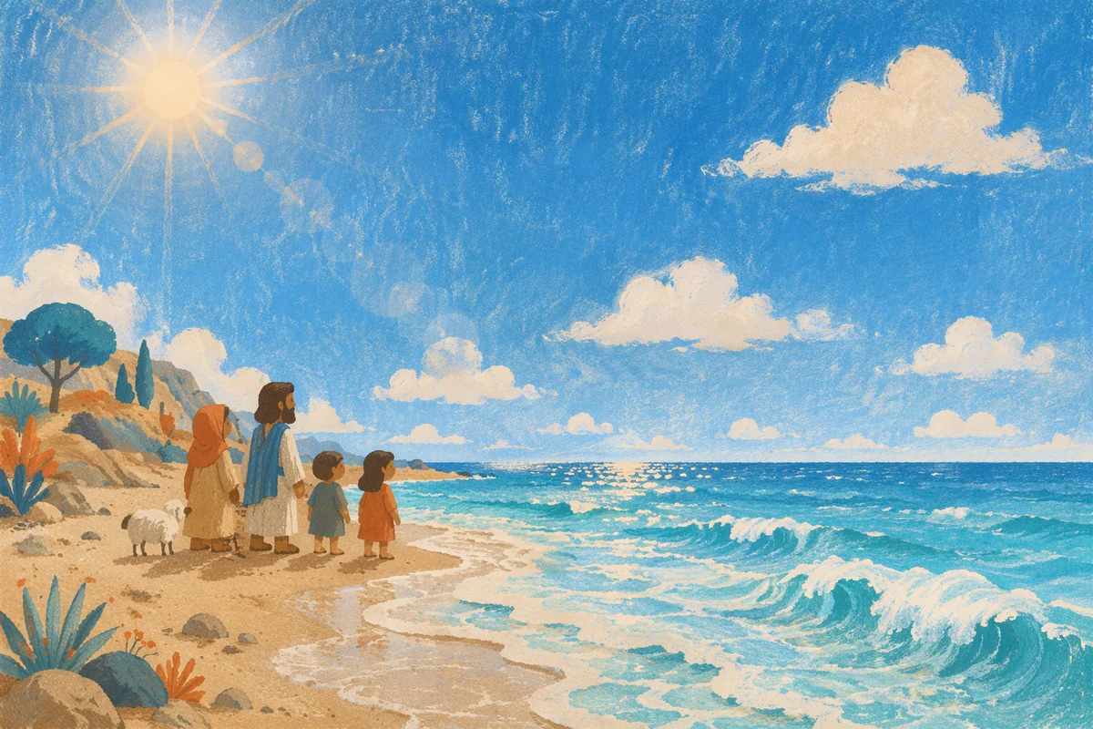 Sunny Summer Beach Under Blue Sky