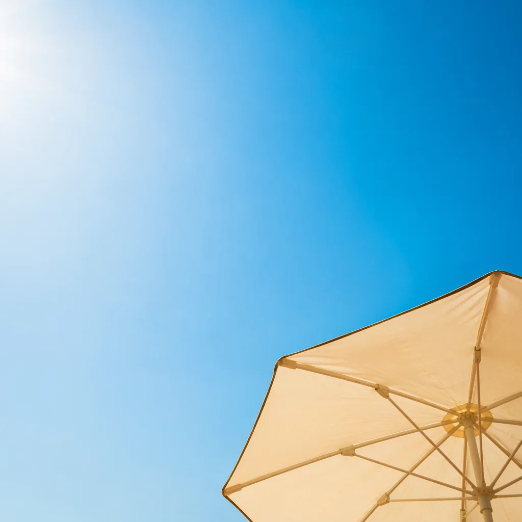 Sunny Blue Sky with Beach Umbrella