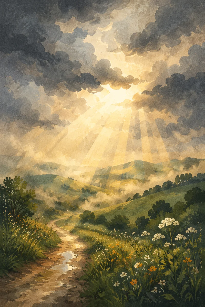 Sun Rays Over Rain Washed Valley