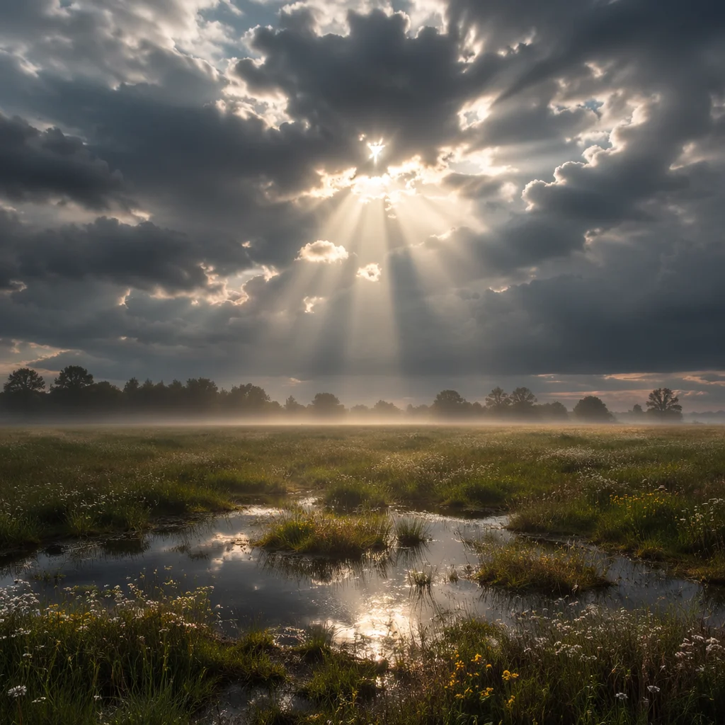 Sun Rays Breaking Through Storm Clouds