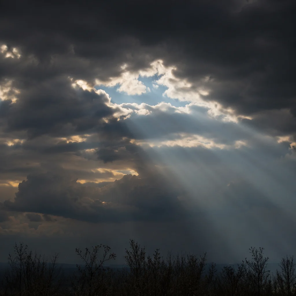 Sun Rays Breaking Through Storm Clouds