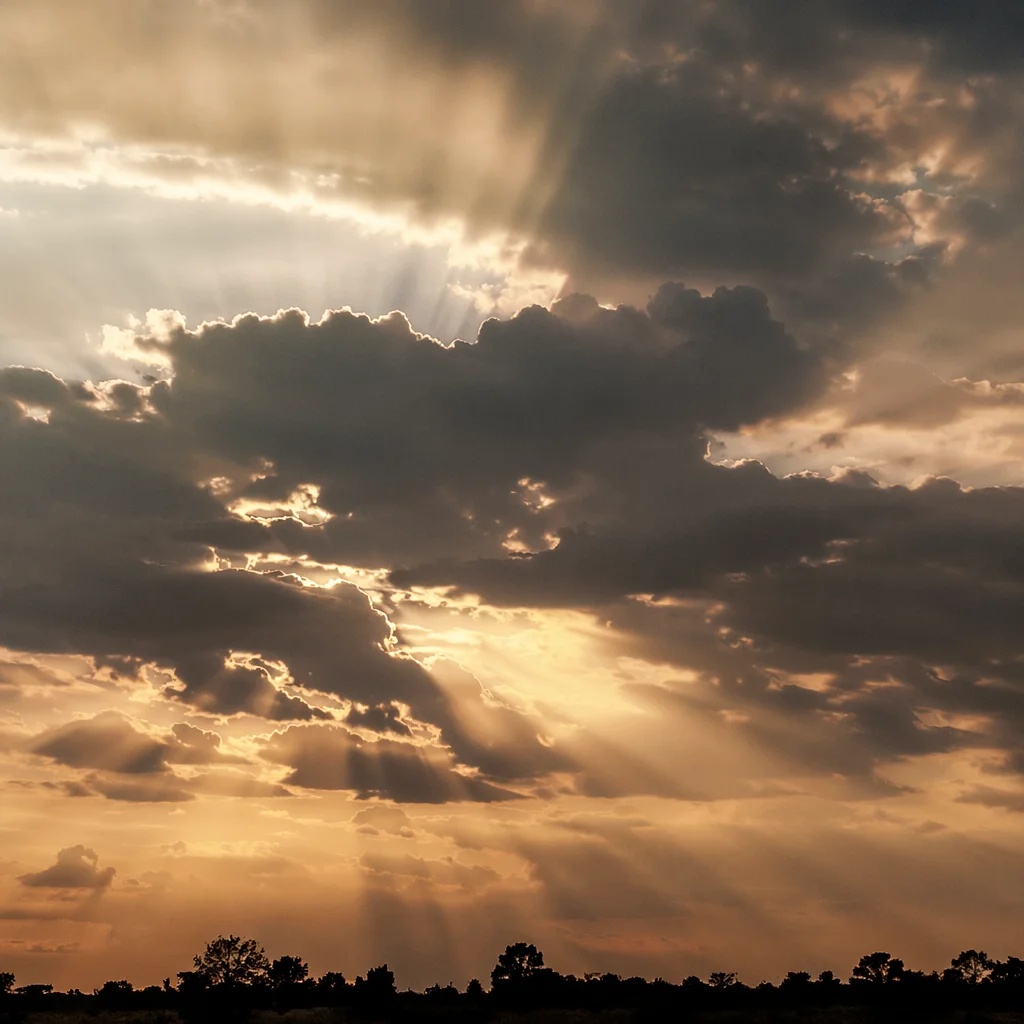 Sun Rays Breaking Through Storm Clouds