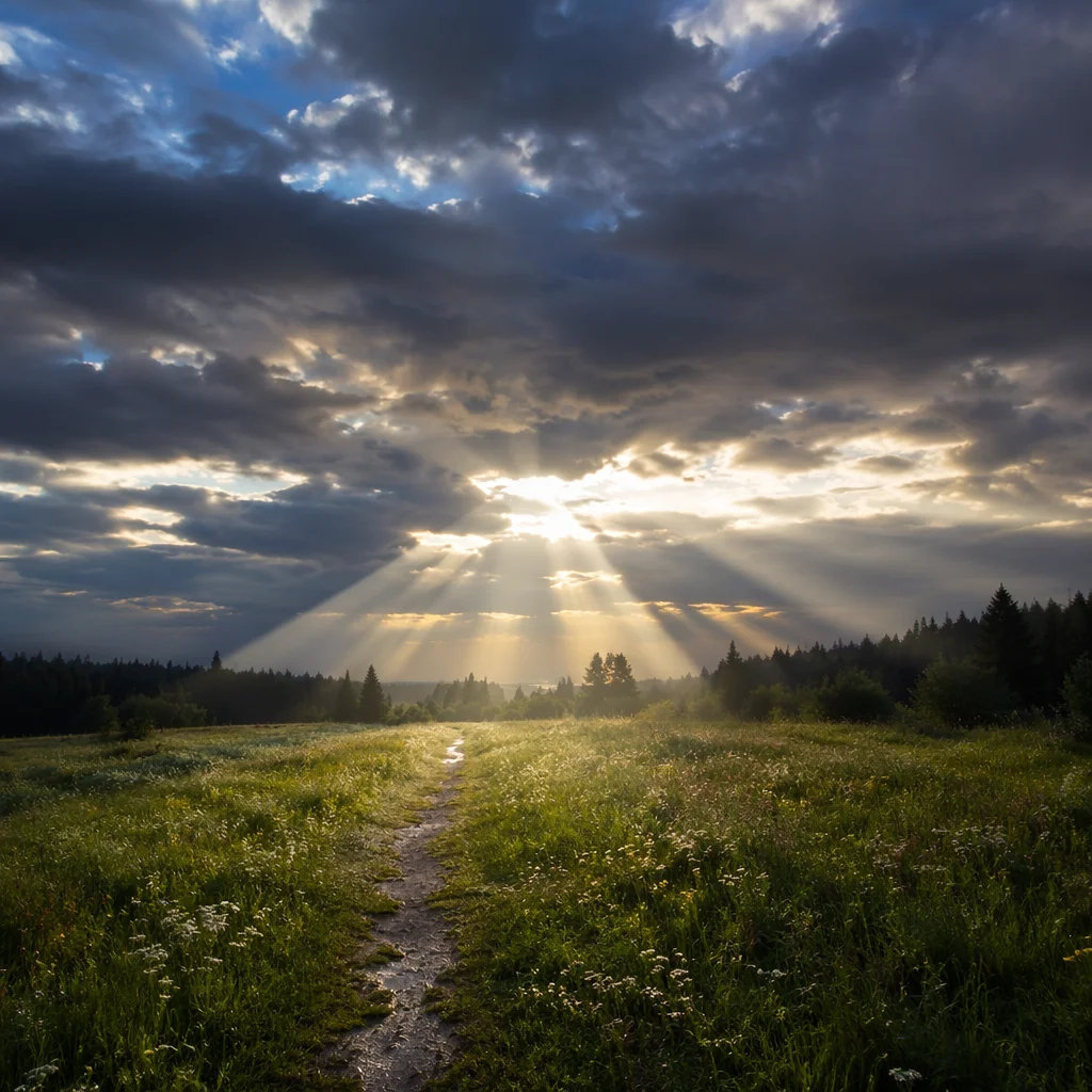 Sun Rays Breaking Through Storm Clouds