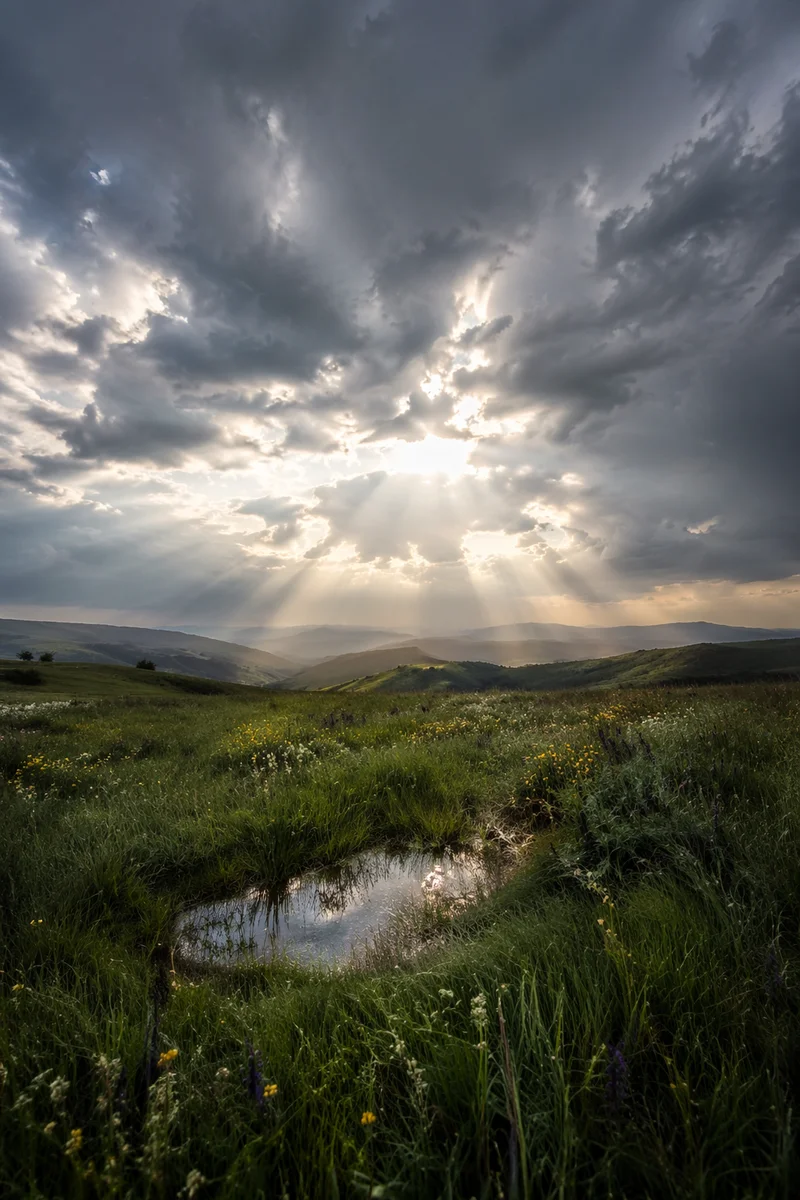 Sun Rays Breaking Through Storm Clouds