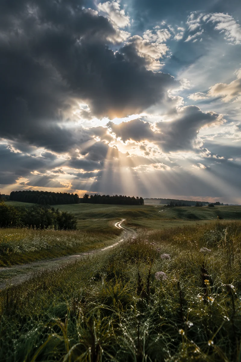 Sun Rays Breaking Through Storm Clouds