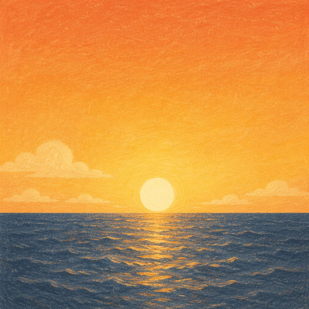 Golden Sunset Ocean Horizon Glow