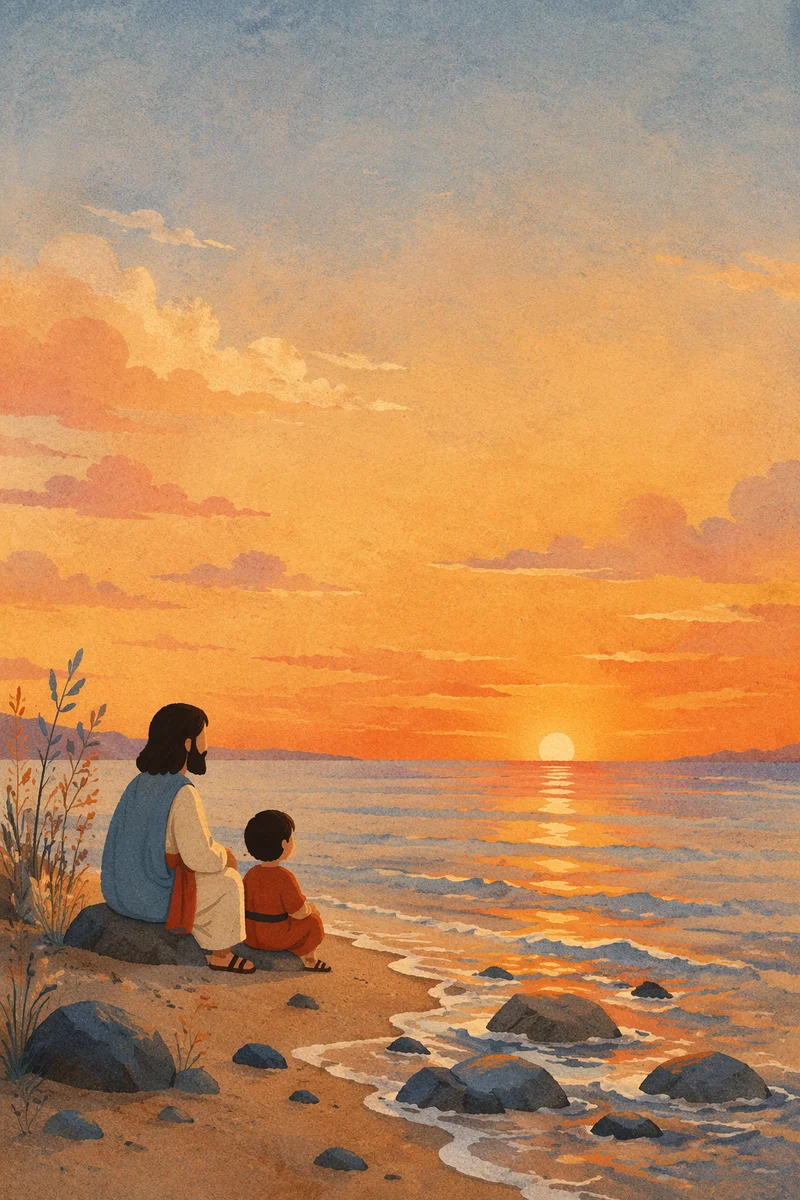 Golden Sunset Ocean Horizon Landscape