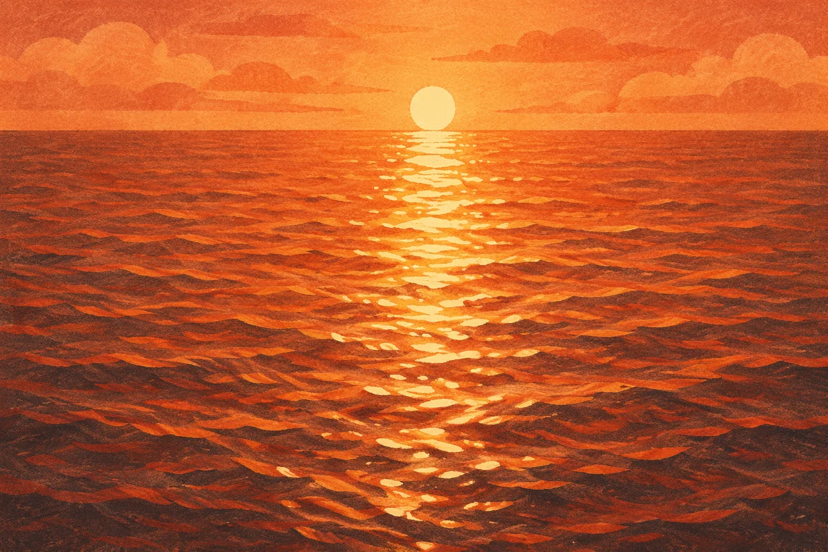 Golden Sunset Ocean Horizon Reflection