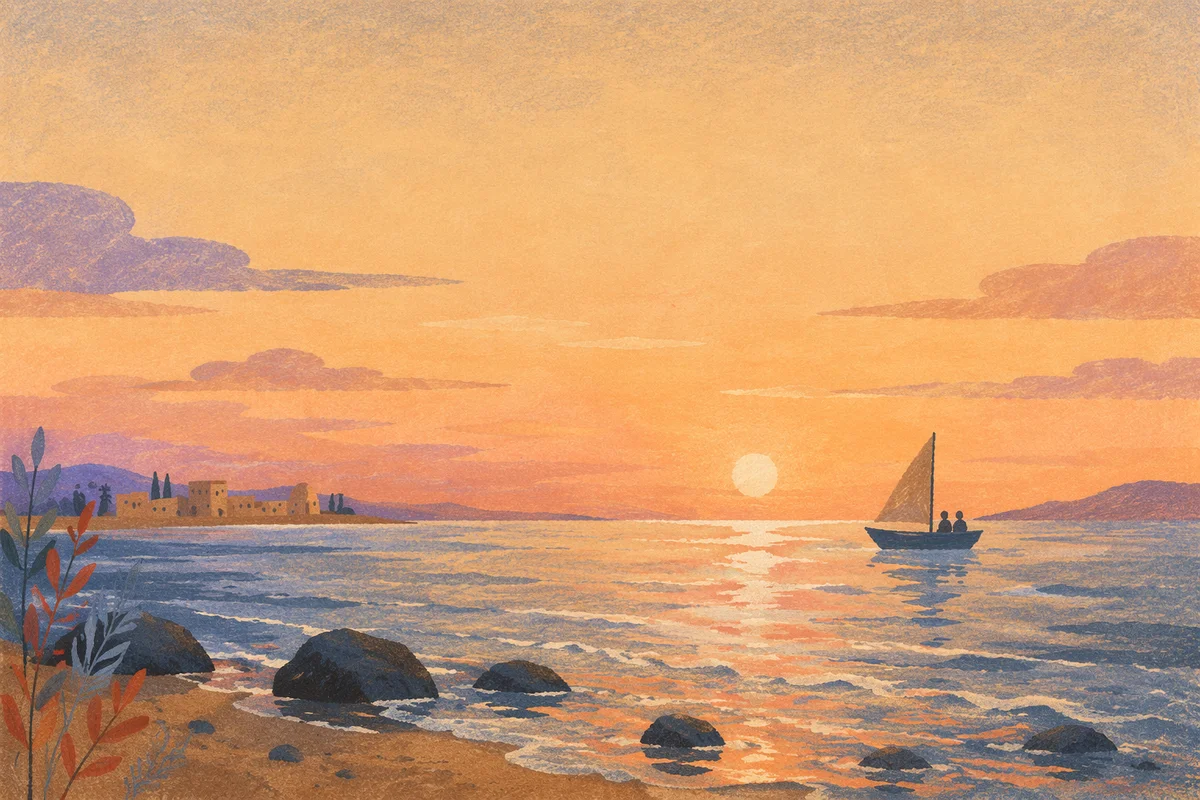 Peaceful Sunset Ocean Horizon Landscape