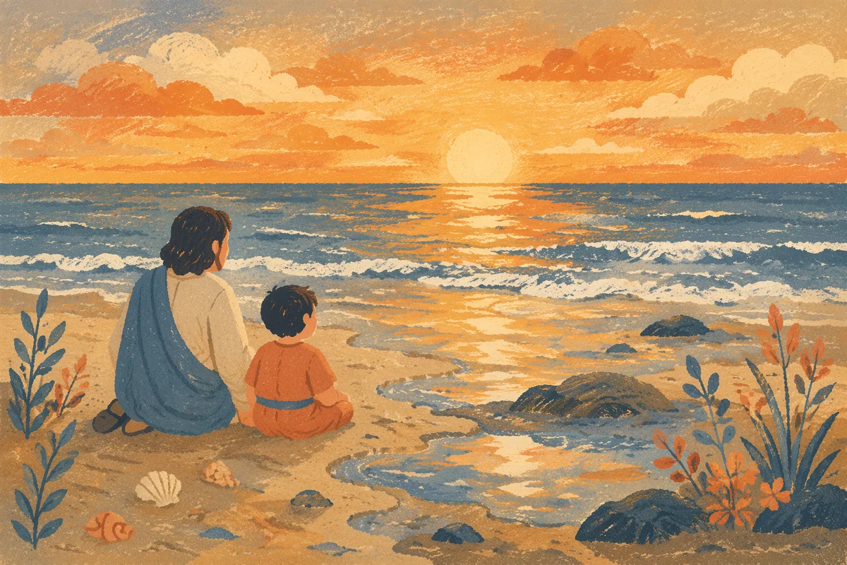 Golden Sunset Ocean Horizon Shoreline