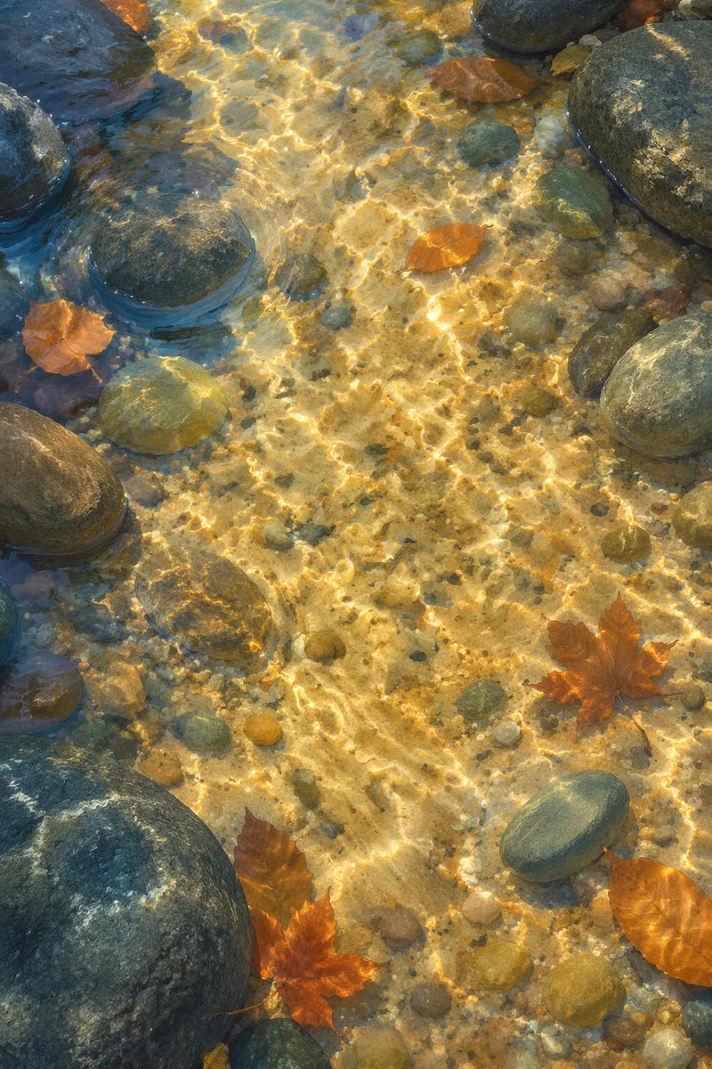 Clear Mountain Stream Over Pebbled Sand