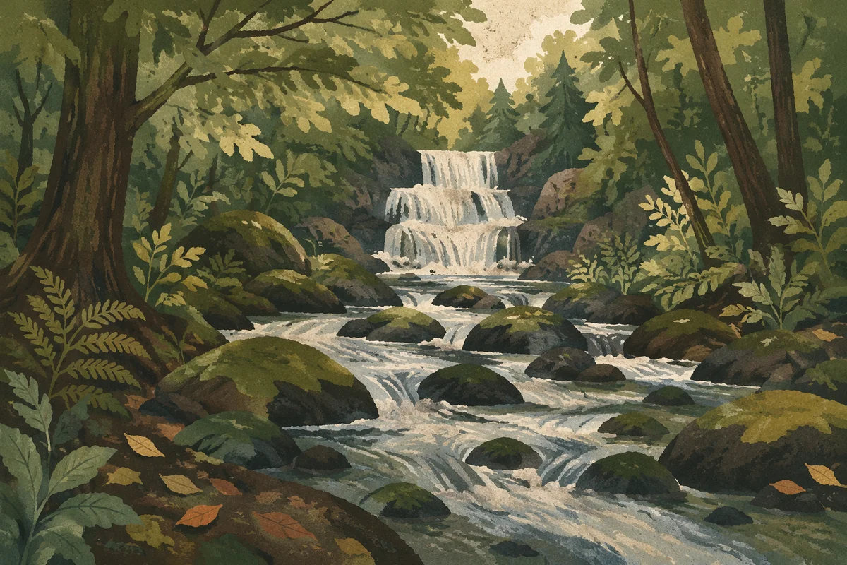 Clear Mountain Stream in Lush Forest