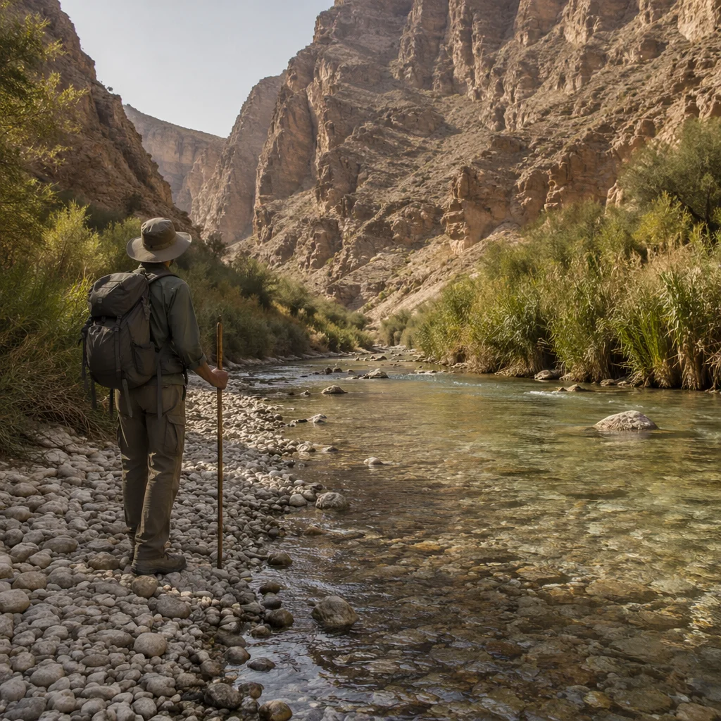 Clear River Flowing Through Desert Canyon